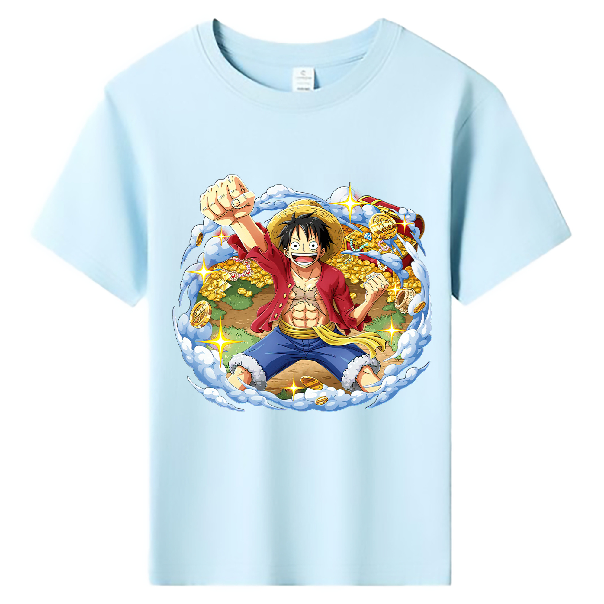 ワンピース モンキー・D・ルフィ ONE PIECE Monkey D. Luffy 綿100％キッズTシャツ（フロントプリント）